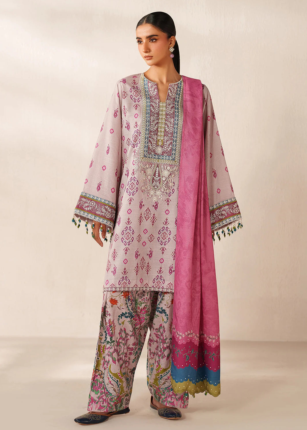 Baroque Printed Embroidered Lawn 3PC Unstitched Memon Clothes
